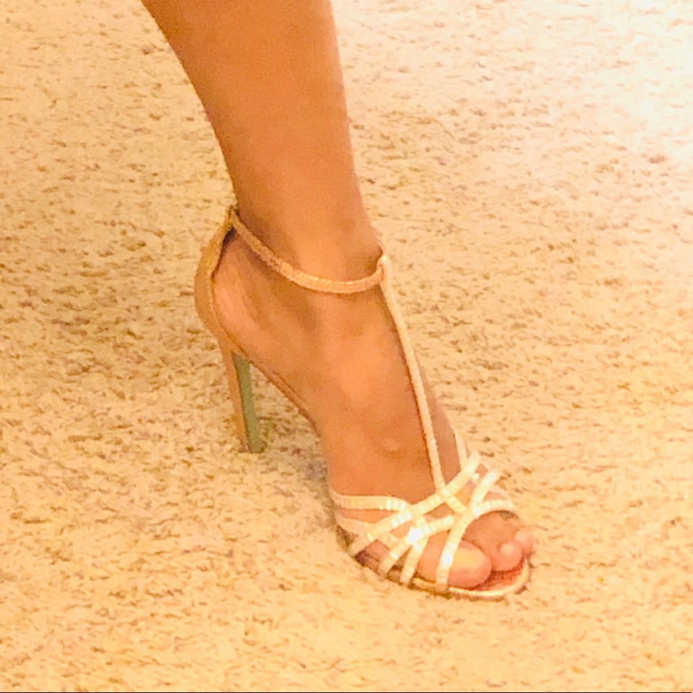 BLUE BY BETSEY JOHNSON ROSE GOLD RHINESTONE HEELS